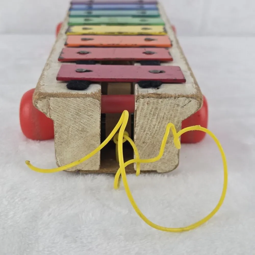 Vintage 1978 Fisher-Price No 870 Musical Xylophone Pull-a-Tune Toy W/ Mallet USA